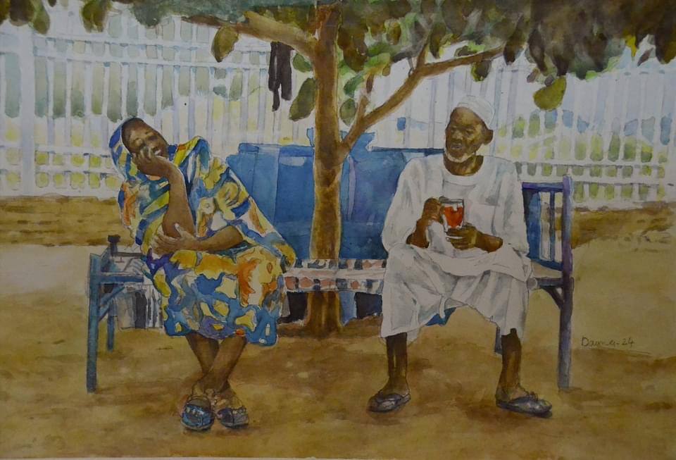 لوحة من أعمال الفنان التشكيلي السوداني الدومة في كمبالا