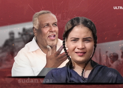 تصميم يظهر المغنية السودانية شادن محمد الحسن وعملاق الرياضة السودانية فوزي المرضي