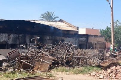 جانب من حريق مستشفى مدني التعليمي