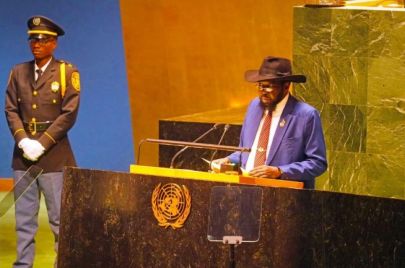 رئيس دولة جنوب السودان سلفاكير ميارديت لدى مخاطبته الجمعية العامة للأمم المتحدة بنيويورك