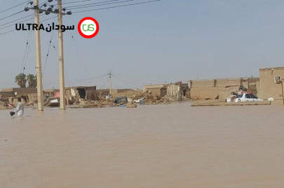 منازل مهدمة ومياه السيول في ولاية نهر النيل