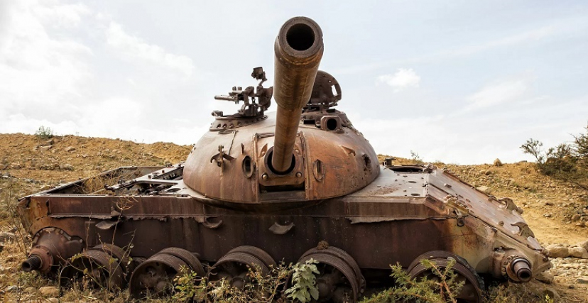 دبابة مدمرة في إقليم تيغراي 