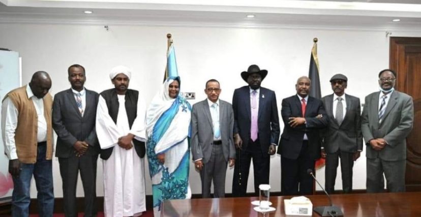 وفد الحرية والتغيير مع رئيس جنوب السودان سلفاكير ميارديت