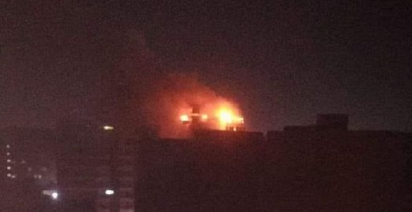 حريق برج بالسوق العربي وسط الخرطوم