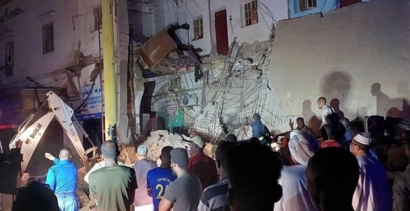 جانب من انهيار فندق "أولمبيا" في بورتسودان
