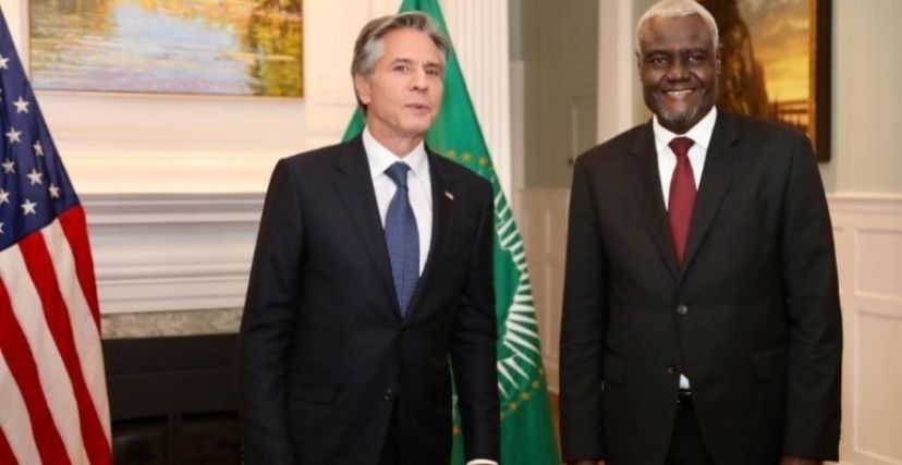 وزير الخارجية الأمريكي مع رئيس مفوضية الاتحاد الأفريقي