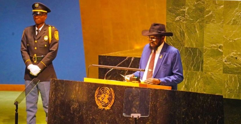 رئيس دولة جنوب السودان سلفاكير ميارديت لدى مخاطبته الجمعية العامة للأمم المتحدة بنيويورك