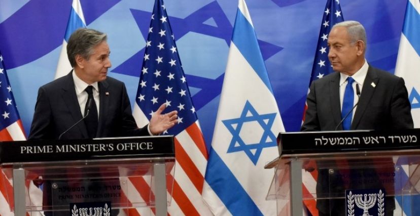وزير الخارجية الأمريكي مع رئيس الوزراء الإسرائيلي 