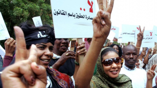 الصحفية لبنى حسين في احتجاجات ضد قانون النظام العا